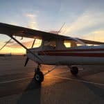 A private pilot's plane parked on the runway