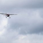 A plane in a holding pattern waiting to land