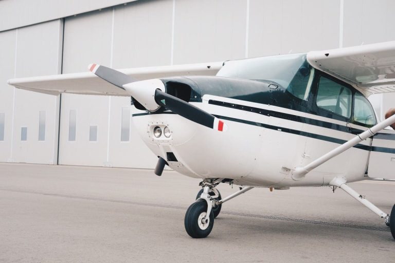 A small plane parked at flight ground school