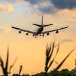 A Boeing 747 descending to land