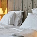 Two single beds in a hotel room