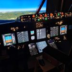 A very realistic looking flight simulator setup