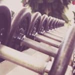 Dumbbells on a rack