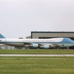 Air Force One parked on a runway