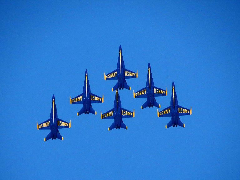 6 Blue Angels planes in formation