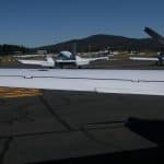 An aileron of a parked plane