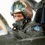 Fighter pilot wearing a mask